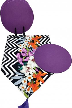 Chemin de table à motifs ambre, ensemble de 6 bas violets V00020916