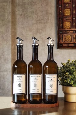 B3750-SZ Amber Stantsız Zeytinyağı Ayçiçek Yağı Sirke Şişesi S, 3l'ü Set, 750ml