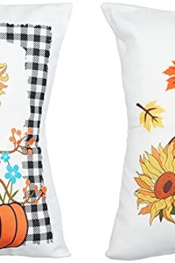 Decor Dwarf Pumpkin Sunflower Patterned 4-Piece Cushion Cover S bkset234