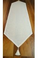 Silberner Leinenläufer, mit Quasten, gebrochenes Weiß, 45 x 200 cm Silberner Leinenläufer, mit Quasten, gebrochenes Weiß, 45 x 200 cm