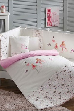 71119358 Ranforce Nakışlı Bebek Uyku Seti, Balerina, Pembe