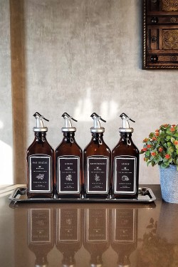 Standed Amber Lot de 4 250 ml Huile d'olive Grenade Vinaigre Citron Aigre Bouteille Huile Pot Huile S NOIR