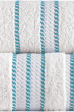 Stripe Turkuaz Bordür%100 Pamuk Ekstra Yumuşak 2'li Havlu S, (50x100 + 70x140) 201001BNKSTR00001