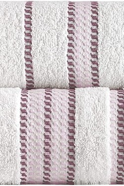 Stripe Pembe Bordür Pamuk Yumuşak 2'li Havlu S, (50x100 + 70x140)