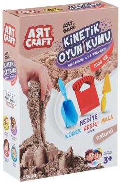 Art Craft 3690 Aksesuarlı Naturel Kinetik Oyun Kumu, 3+ yaş, 1000 gr, Kahverengi