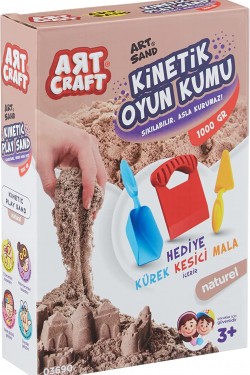 Art Craft 3690 Aksesuarlı Naturel Kinetik Oyun Kumu, 3+ yaş, 1000 gr, Kahverengi
