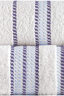 Stripe Mavi Bordür %100 Pamuk Ekstra Yumuşak 2'li Havlu S, (50x100 + 70x140) 201001BNKSTR00003, Mavi