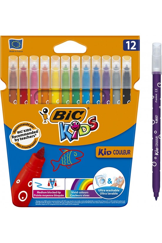 Kids Kid Couleur Ultra Yıkanabilir Keçeli Boya Kalemi 12 Renk