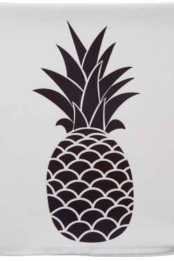 K2027 Siyah Beyaz Ananas BasKılıfı Dekoratif Yastık ve Kırlent Kılıfı, 43x43 cm
