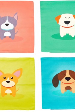 Cute Pups Digital Printed 4-Piece Throw Pillow Cover S, 43 × 43 cm