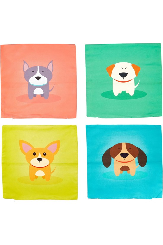Sevimli Köpekcikler Dijital Baskılı 4'lü Kırlent Kılıfı S, 43 × 43 cm Sevimli Köpekcikler Dijital Baskılı 4'lü Kırlent Kılıfı S, 43 × 43 cm
