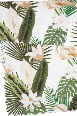 Dekor Modern Yeşil Yaprak Flamingo Desen Runner bkrunner157