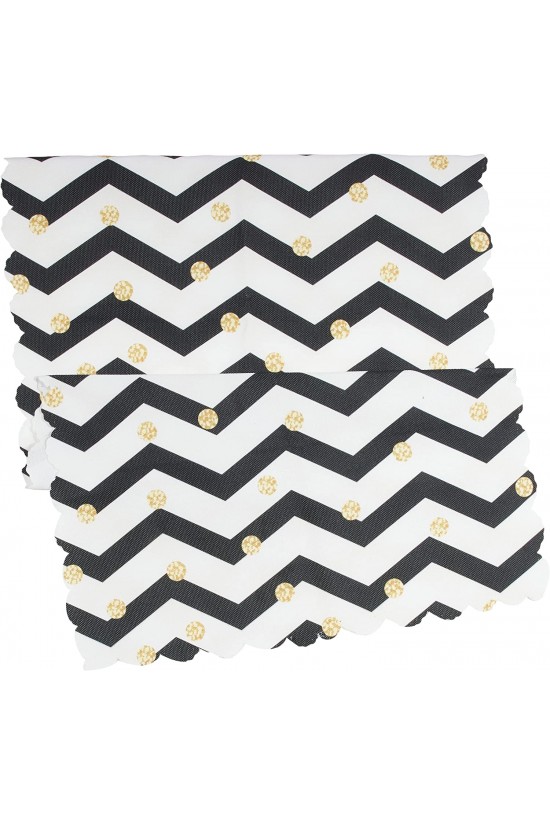 Decor Decorative Black White Zigzag Gold Dot Pattern Runner bkrunner21 Decor Decorative Black White Zigzag Gold Dot Pattern Runner bkrunner21