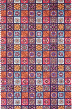 MASA3316 Kareli Etnik Desenli Masa Örtüsü, 140 x 220 cm