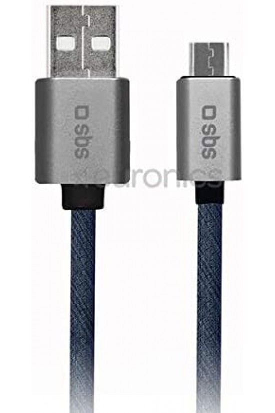 Denim-gemustertes Micro-USB-Lade- und Datenkabel aus Metall Denim-gemustertes Micro-USB-Lade- und Datenkabel aus Metall