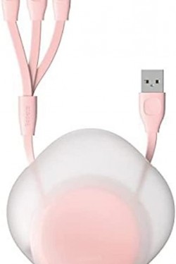 Lets Go Little, Charge & Data Transfer Cable, White - Pink, 0.85 m, 3 A,Micro USB & Lightning & USB Type C, Roller