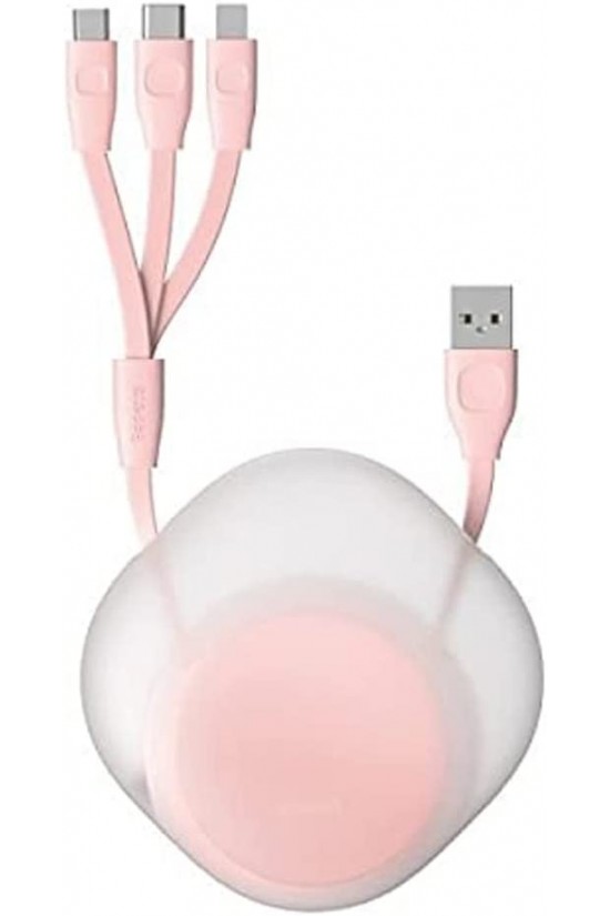 Lets Go Little, Charge & Data Transfer Cable, White - Pink, 0.85 m, 3 A,Micro USB & Lightning & USB Type C, Roller Lets Go Little, Charge & Data Transfer Cable, White - Pink, 0.85 m, 3 A,Micro USB & Lightning & USB Type C, Roller