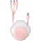 Lets Go Little, Charge & Data Transfer Cable, White - Pink, 0.85 m, 3 A,Micro USB & Lightning & USB Type C, Roller