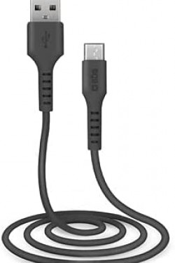 TECABLEMICROK Câble de charge et de données Usb 1 MT. Noir