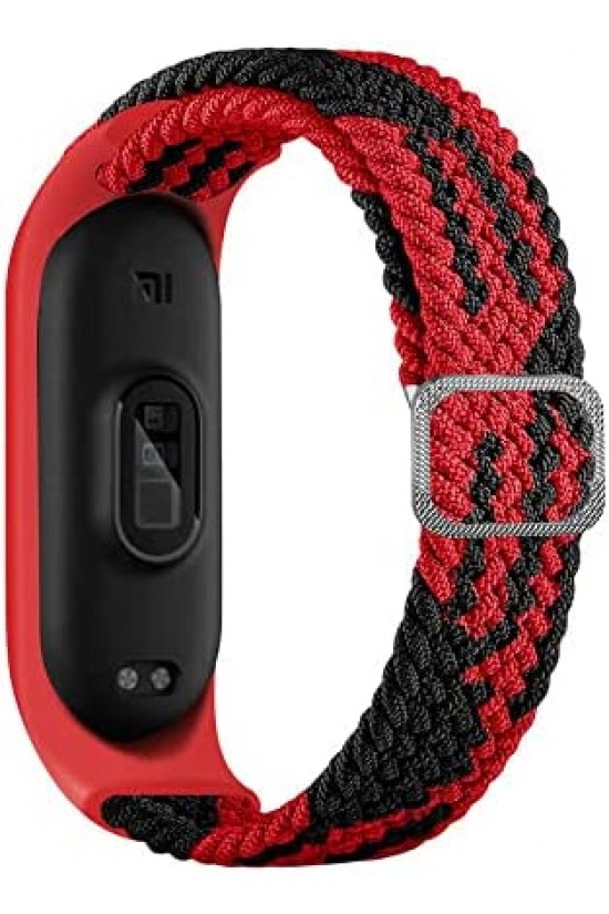 Mi Band 5 İle Uyumlu Mixed Hasır Örme Kordon Kayış Siyah-Kırmızı Mi Band 5 İle Uyumlu Mixed Hasır Örme Kordon Kayış Siyah-Kırmızı