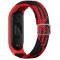 Mi Band 5 İle Uyumlu Mixed Hasır Örme Kordon Kayış Siyah-Kırmızı
