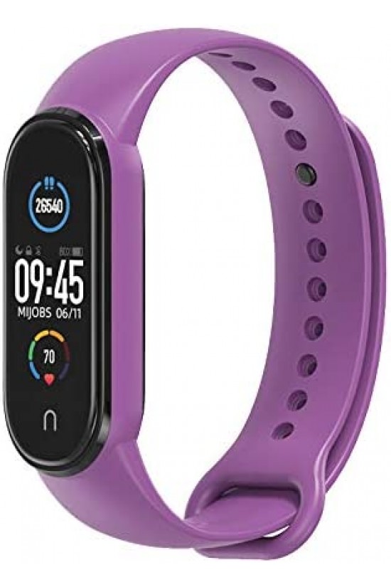 Mi Band 5 İçin Klasik Model Silikon Kayış-Kordon Mor Mi Band 5 İçin Klasik Model Silikon Kayış-Kordon Mor