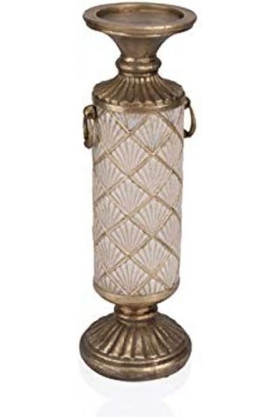 Bougeoir crème doré, 12x12x36 Bougeoir crème doré, 12x12x36