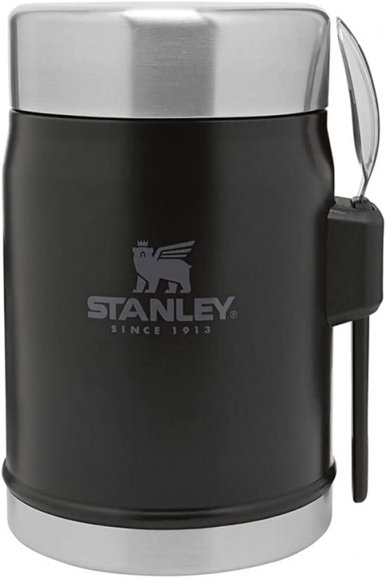 Thermos alimentaire classique en acier inoxydable avec cuillère, 0,40 L, noir mat Thermos alimentaire classique en acier inoxydable avec cuillère, 0,40 L, noir mat