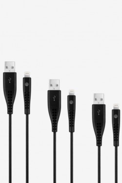 by  USB-A -  Lightning 2A 3’lü Şarj Kablosu S 120/200/300cm-Siyah