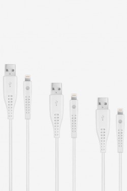 by  USB-A -  Lightning 2A 3’lü Şarj Kablosu S 120/200/300cm-Beyaz