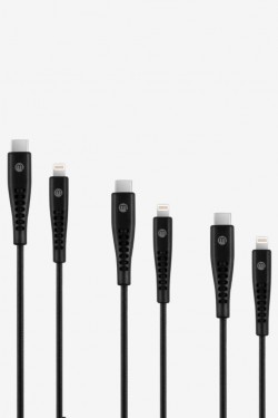USB-C to Lightning 3A 3-Way Charging Cable S 120/200/300cm-Black