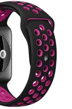 Watch 4 3 2 1 Delikli Spor Kayış 44 mm Siyah-Pembe Hole