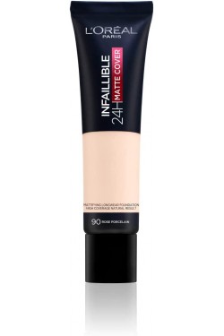 Base de alta cobertura Infaillible 24H Matte Cover (90 Porcelana, 30 ml)