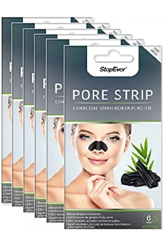 StopEver Charcoal Pore Strip Kömürlü Siyah Nokta Plasteri (6 x 6 Adet) StopEver Charcoal Pore Strip Kömürlü Siyah Nokta Plasteri (6 x 6 Adet)