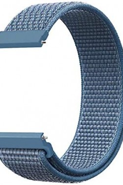 Galaxy Watch 3 Bluetooth 45mm (22mm) İçin Kumaş Desenli Çırtçırlı Kayış-Kordon Mavi