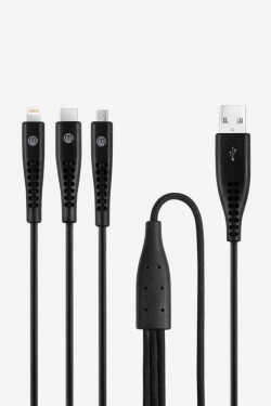by  Trio Şarj Kablosu USB-A - USB-C/Lightning/Micro USB 150cm-Siyah