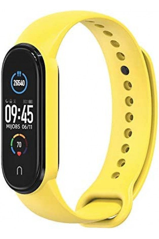 Mi Band 5 İçin Klasik Model Silikon Kayış-Kordon, Sarı Mi Band 5 İçin Klasik Model Silikon Kayış-Kordon, Sarı