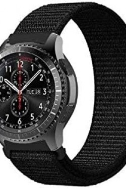 Galaxy Watch 46mm İle Uyumlu  Gt2 Pro , Gt3 Pro,  Solar ls05 Modelleri ile uyumlu Ayarlanabilir Spor Yedek Bileklik Renkli Kayışı Hasır Örme Kayış Siyah