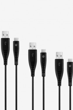 by  USB-A - USB-C 2A 3’lü Şarj Kablosu S 120/200/300cm-Siyah