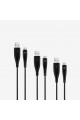 by USB-A - USB-C 2A 3’lü Şarj Kablosu S 120/200/300cm-Siyah by USB-A - USB-C 2A 3’lü Şarj Kablosu S 120/200/300cm-Siyah