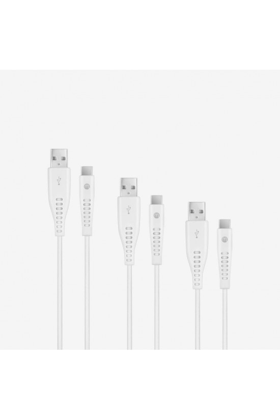 by USB-A - USB-C 2A 3’lü Şarj Kablosu S 120/200/300cm-Beyaz by USB-A - USB-C 2A 3’lü Şarj Kablosu S 120/200/300cm-Beyaz