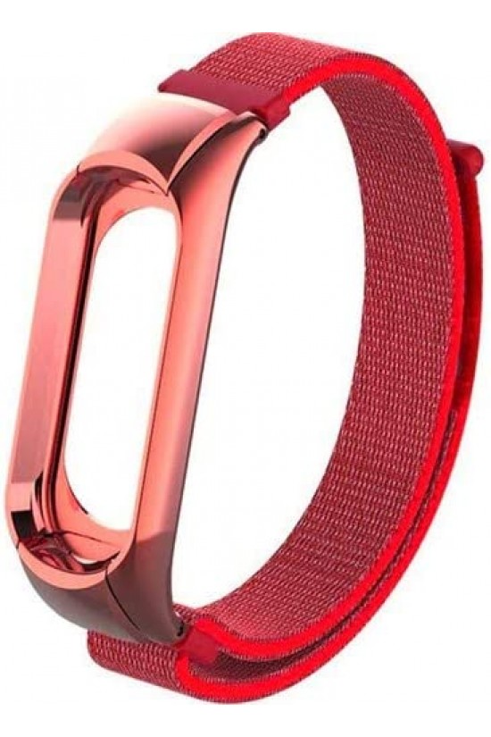 Mi Band 3 Bilekli Yapışkanlı Kumaş Kayış Kordon - Kırmızı Mi Band 3 Bilekli Yapışkanlı Kumaş Kayış Kordon - Kırmızı