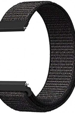 Galaxy Watch 3 Bluetooth 45mm (22mm) İçin Kumaş Desenli Çırtçırlı Kayış-Kordon, Siyah