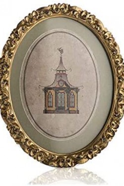 Altın Çerçeve,li Ev Resimli Oval Pano, 30x24
