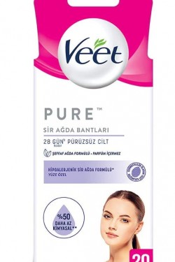 Pure Hipoalerjenik Yüz için Parfümsüz Sir Ağda Bandı (1 x 20 Adet)