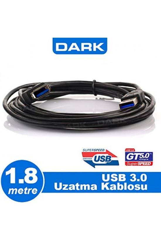 Dark Dk-Cb-USB3Extl180 1.8 M USB 3.0 A Tip Erkek - A Tip Dişi Kablo Dark Dk-Cb-USB3Extl180 1.8 M USB 3.0 A Tip Erkek - A Tip Dişi Kablo