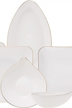 Streamline Elinor Service de vaisselle en or 30 pièces pour 6 personnes