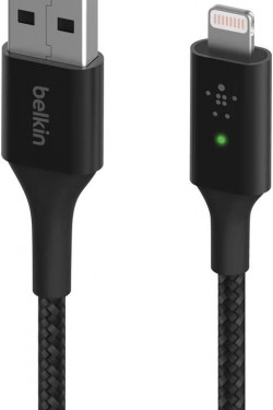 Intelligentes LED-Ladekabel USB auf Lightning 4 Fuß/1,2 Meter (Sie sehen Ihre Ladung auf einen Blick), MFi-zertifiziert – Schwarz
