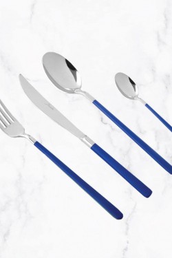 Paint Blue Parlak 6 Kişilik 24 Parça Tatlı Çatal Kaşık Bıçak Takımı