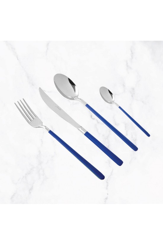 Paint Blue Parlak 6 Kişilik 24 Parça Tatlı Çatal Kaşık Bıçak Takımı Paint Blue Parlak 6 Kişilik 24 Parça Tatlı Çatal Kaşık Bıçak Takımı